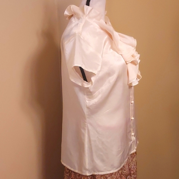 Talbots Cream Ruffle Blouse - Picture 5 of 7